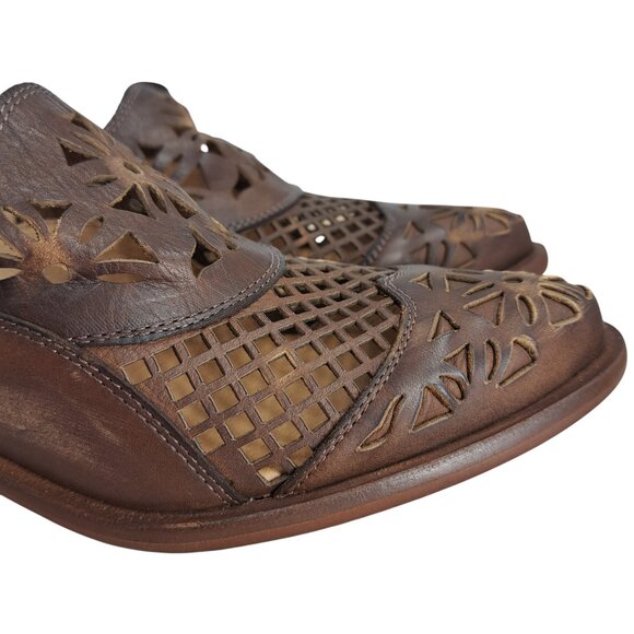 Veracruz Artisans Sundance Brown Leather Cutout Mules Size 36 US 5.5-6 Boho - Picture 13 of 13